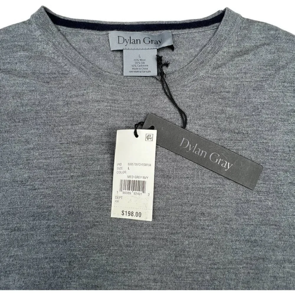 Dylan Gray Men Grey Crewneck Long-Sleeve Classic Sweatshirt Sweater US L